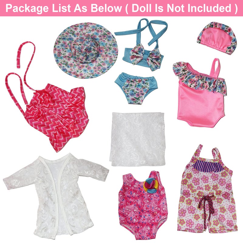 ZITA ELEMENT 5 Sets 18 inch Girl Doll Bikini Swimwear Swimsuits for 18 Inch Doll and Other 18 Inch Dolls Summer Bathing Clothes Outfits - Image 2